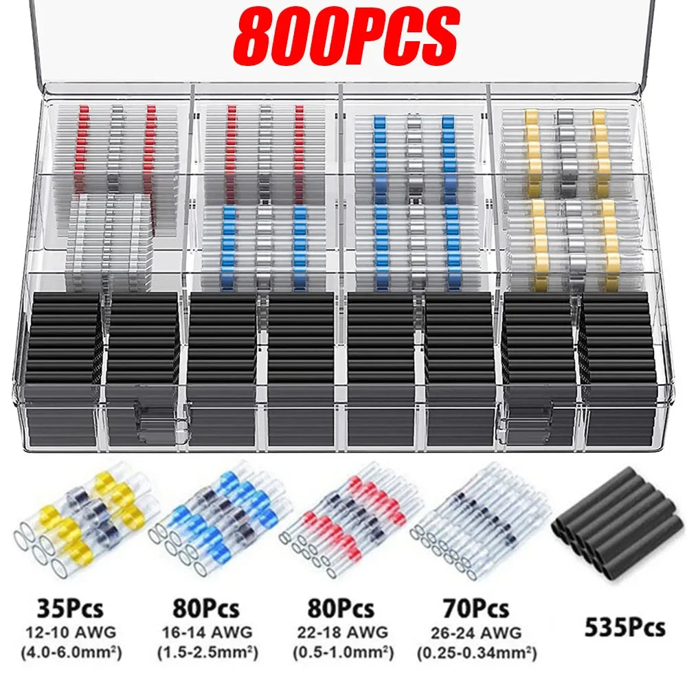50-1200PCS Heat Shrink Tubing Wires Cable Sleeves Waterproof Solder Seal Wire Connector Electric Cable Protection with Heater