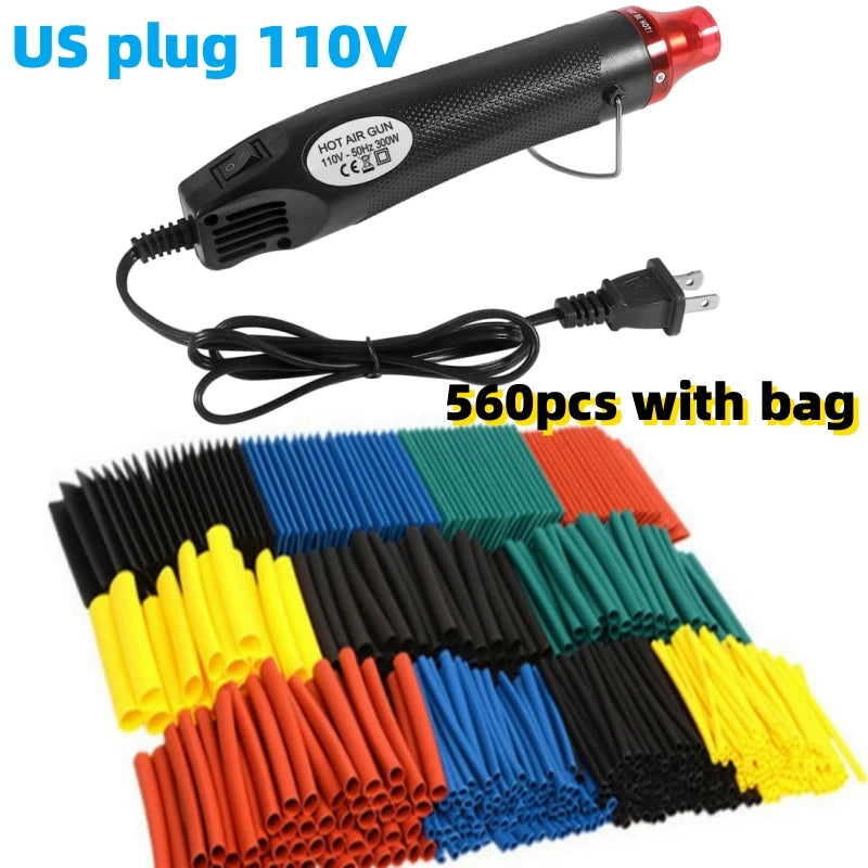 127/164/328/560Pcs Heat Shrink Tubing Kit or only EU US 110V 220V  Hot Air Gun or Heat Gun with 2:1 Heat Shrink Tubes