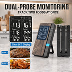 Wireless Meat Thermometer Digital Bluetooth Probe Thermometer Rechargeable with LCD Screen & Mobile APP for BBQ Oven Rotisserie