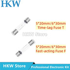 10/20pcs Glass Tube Fuse Slow Blow Fast Blow 5*20mm 6*30mm 0.1A~30A 0.2A 0.5A 1A 2A 3.15A 5A 6.3A 10A 15A 20A 25A 250V Fusibles