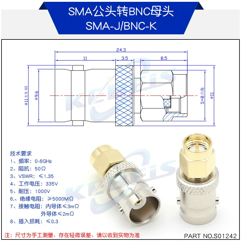 2PCS SMA Male Female to BNC Male Female Adapter SMA to BNC Connector for Wireless LAN Device, Coaxial Cable, Radio Antenna Adapt
