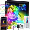16ft/49ft/98ft/196ft Long LED Strip Lights - Color-Changing RGB Music Sync LED Rope Lights With 44-Key Remote And Phone App Cont