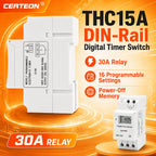 THC15A Digital Timer Switch Programmable Time Switch 30A DIN Rail Weekly Timer Relay 12V 24V 110V 220V LCD Controller