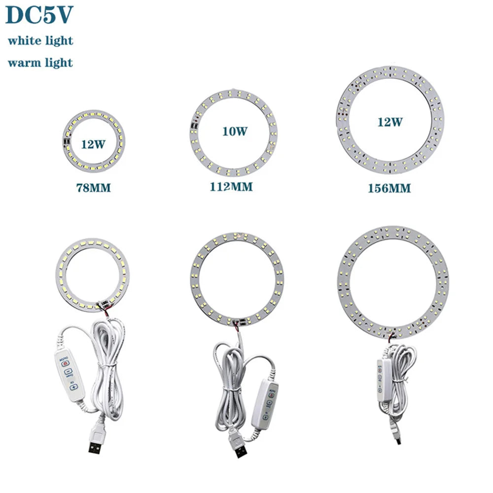 1pcs DC5V Dimmable SMD5730/2835 Led Ring White Color Lamp Bead 10W 12W LED Light Board White Warm Light with 2M cable