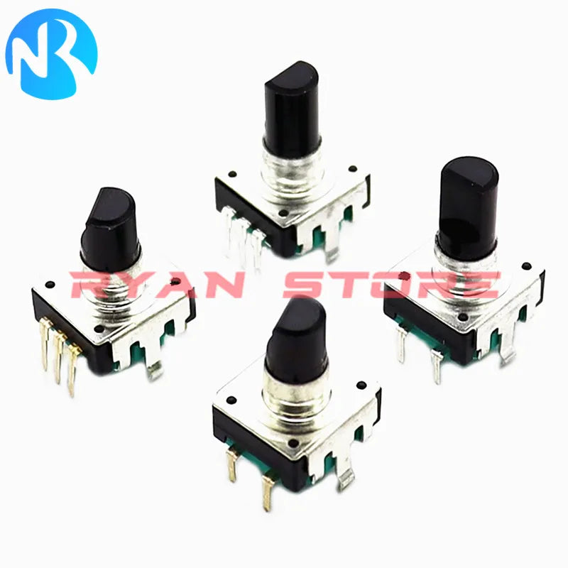 5PCS EC12 Rotary Encoder  360 Degree Audio Encoder Coding 5Pin 24 Position With Push Button Switch Handle 11.5MM 14MM 19MM