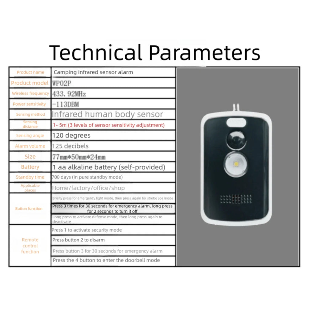 Wireless PIR Infrared Thermal Alarm Remote Control Outdoor Camping Anti-Animal Alarm Human Detection Sensor
