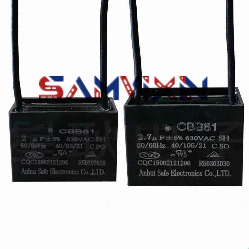 CBB61 fan start capacitor 0.22uf/0.33uf/0.47uf/0.5uf/0.56uf/0.6uf/1uf/2uf/2.2uf/3uf/4uf/5UF/8uf/10uf/15uf/2.7uf/2.4uf/1.2uf 630V