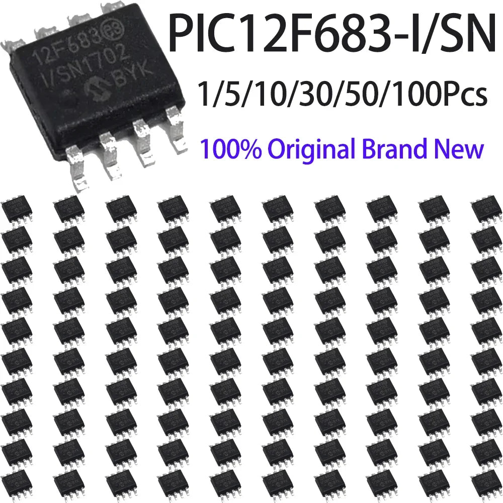 1~100Pcs Brand New Original PIC12F683-I/SN SOP 8 Surface Mount 8 Bit Microcontroller MCU Integrated Circuit Electronic Chip