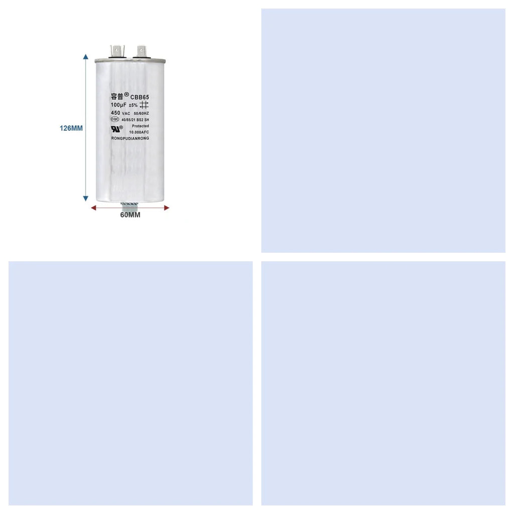 CBB65 Air Conditioner Capacitor Bottom with Screw 5UF 10UF 15UF 20UF 25UF 30UF 35UF 40UF 50UF 60UF 70UF 80UF 100UF 450V Screw