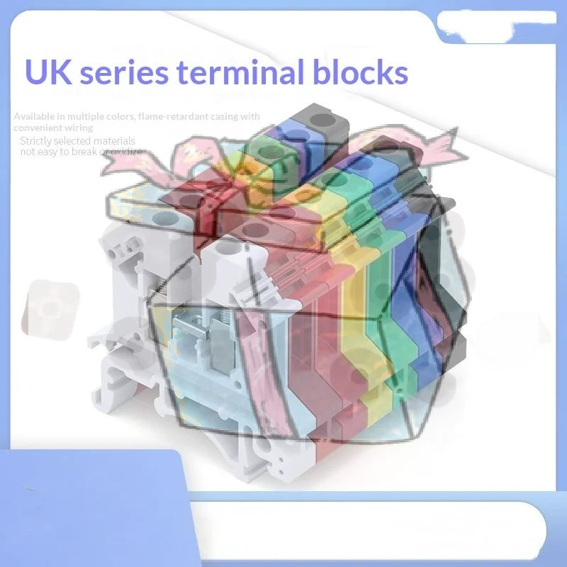 【CCA】10Pcs UK 2.5 Terminal Block UK2.5B Screw Connection Connect Strip 2.5B 2.5mm² Cable Electrical Din Rail Wire Connectors
