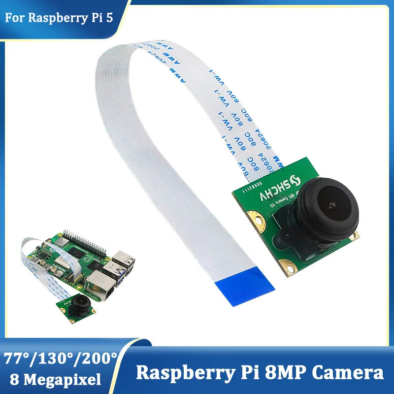Raspberry Pi 5 8MP Camera  IMX219 Sensor 77 130 200 Degree 1080P Camera Module With 15cm FFC For Raspberry Pi 5