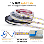 DC 12V 24V SMD 2835 240Leds/M LED Strip Waterproof IP65 IP21 Warm/Natural White Home Decor Flexible Ribbon Tape Light