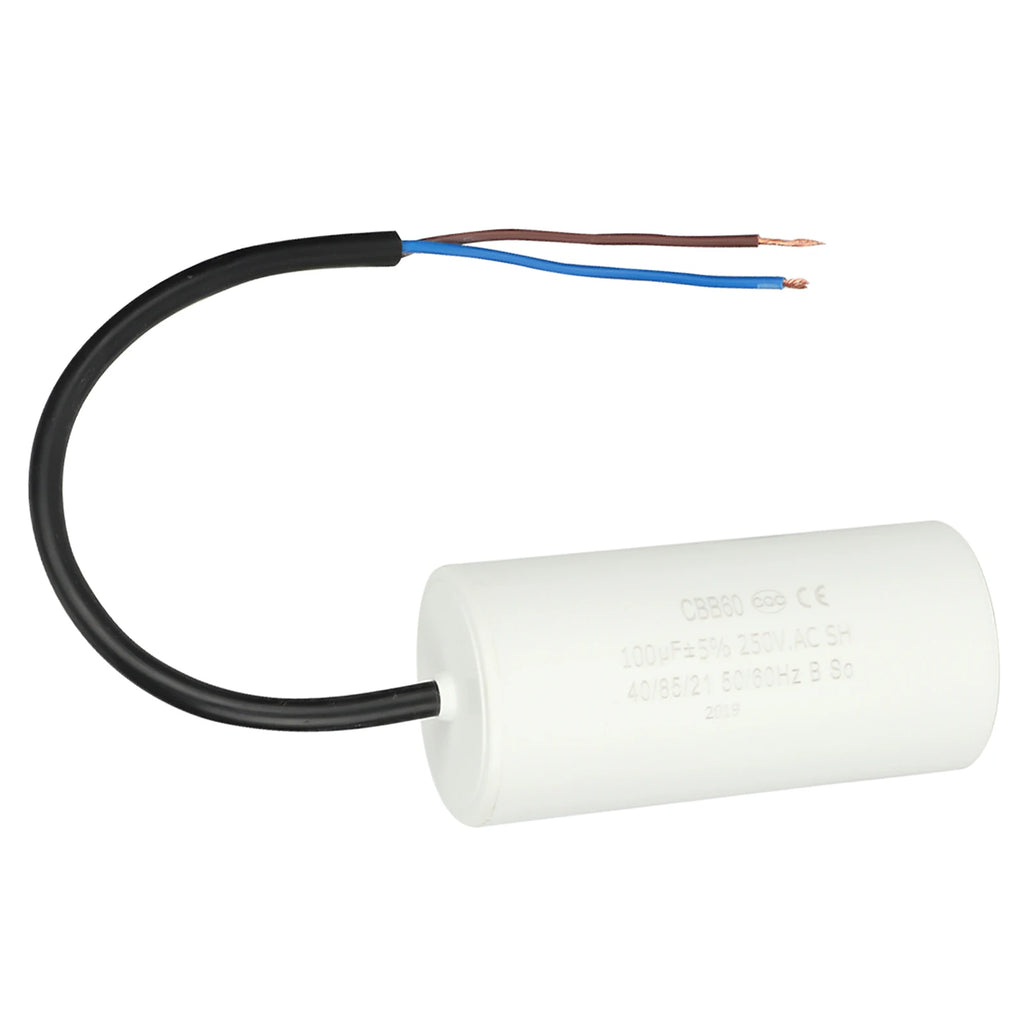 CBB60 Capacitor CBB60 Run Capacitor with Wire  250V AC 100uF 50/60Hz for Motor Air Compressor Run Capacitor Motor Capacitor