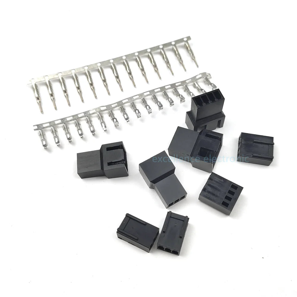 5/10Sets 2540 3+1P KF2510 3P Male Female Connector Housing 4Pin 2.54mm Pitch Black with Metal Terminal Pins