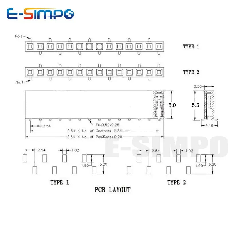 10pcs 2.54mm SMD Short Version PH5mm Single Row SMT 1X3/4/5/6P 8P 10P 12P 20P Stackable PCB Female Pin Header Socket Connector