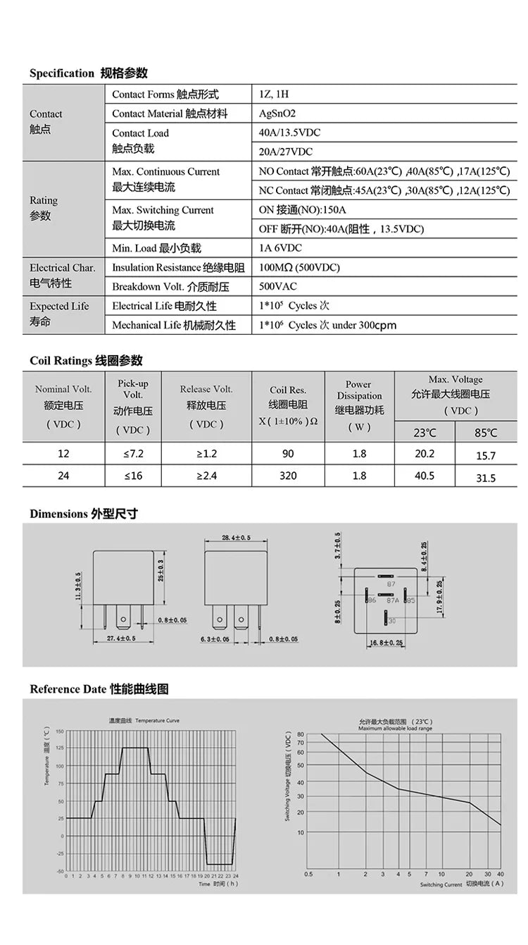40A Automotive Relays Car Relay Switch 4/5 Pins 12V 24V Waterproof Relay for Boat Tractor Truck Motorcycle