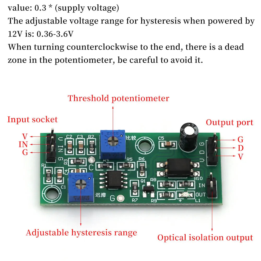 Voltage Comparator Stabilizer 5-24V Hysteresis Signal Optocoupler Isolated Output 3-5MA LM2903 Chip For Industrial Field Signal