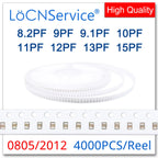 LoCNService SMD Capacitors 4000PCS 0805 2012 COG/NPO RoHS 50V 0.5% 5% 8.2PF 9PF 9.1PF 10PF 11PF 12PF 13PF 15PF High quality