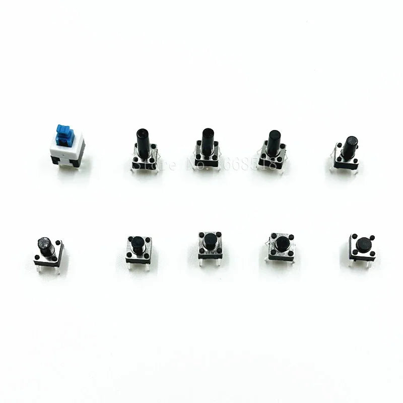 10 Values 180PCS Tactile Push Button Switch Mini Momentary Tact Assortment Kit DIY for Arduino Switch 6*6 4.3MM~13MM DIP 4P