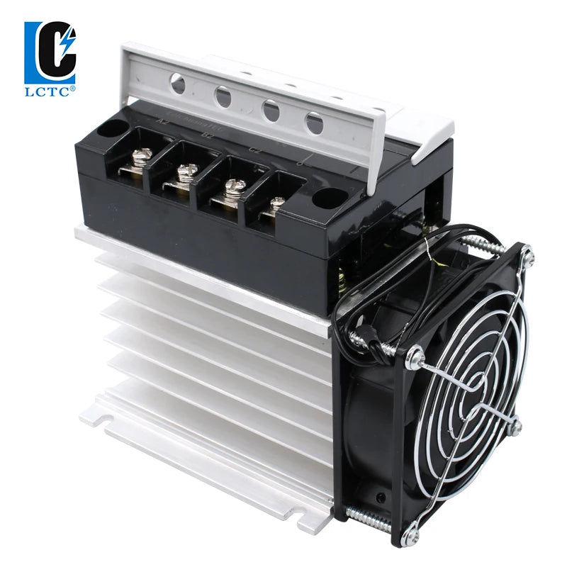 LCTC Three Phase Solid State Relay SSR With Heat Sink 40A 3-Three DC to AC AC To AC 3-32VDC Control For Switch On-Off