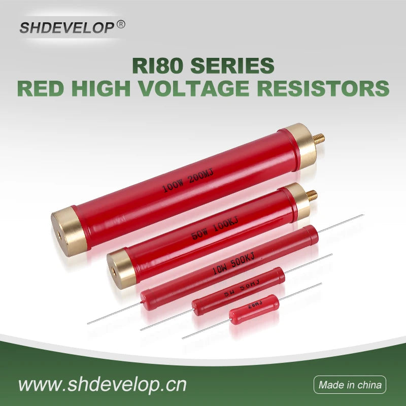 Ri80 Dahongpao Glass Glaze Resistor 2W3W5W10W Electronic Component Ceramic Insulated High-Frequency Non-Inductive High-Voltage Resistor 10K, 50K, 100K, 200K, 1m, 5m Ohm
