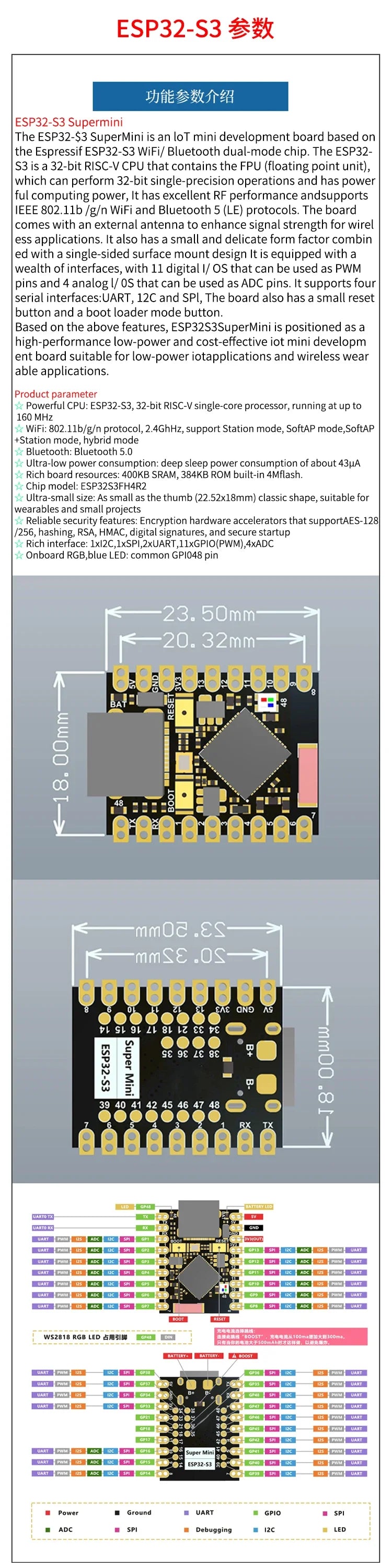 ESP32 C3 SuperMini Development Board ESP32-C3 WiFi Bluetooth Module ESP32-S3 ESP32-C3 Snvi