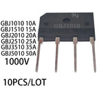 10PCS/LOT GBJ1010 GBJ1510 GBJ2010 GBJ2510 GBJ3510 GBJ5010 ZIP-4 1000V 10A/15A/20A/25A/35A/50A Rectifier Bridge Stack