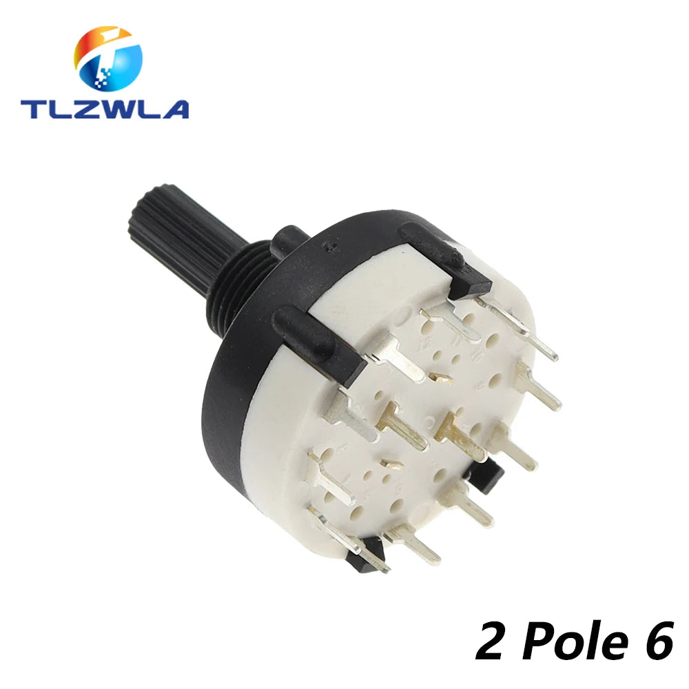 1PCS RS26 Plastic 4 Pole 3 Position Rotary Band Switch 2 Pole6 Position  1 Pole12 Position Handle Length 21MM Axis Band Switch