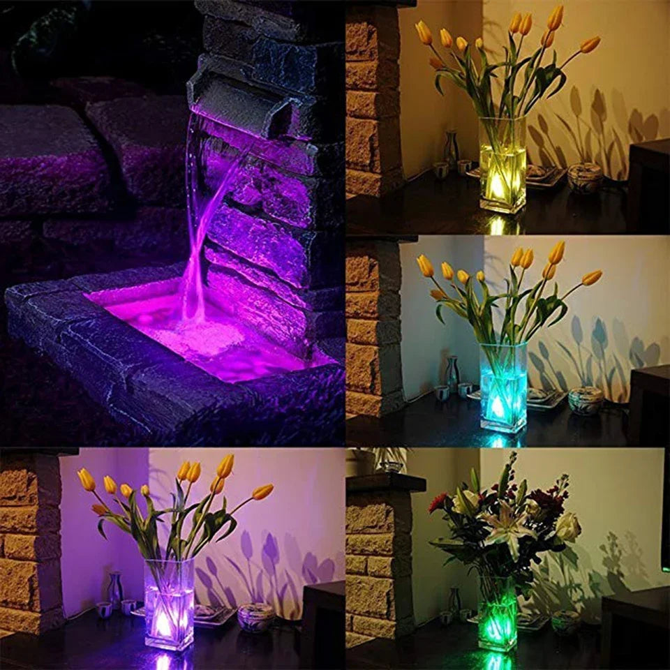 RGB Submersible Lights Remote Control Underwater Led Light Battery Operated Night Lamp For Halloween Vase Wedding Party Decor