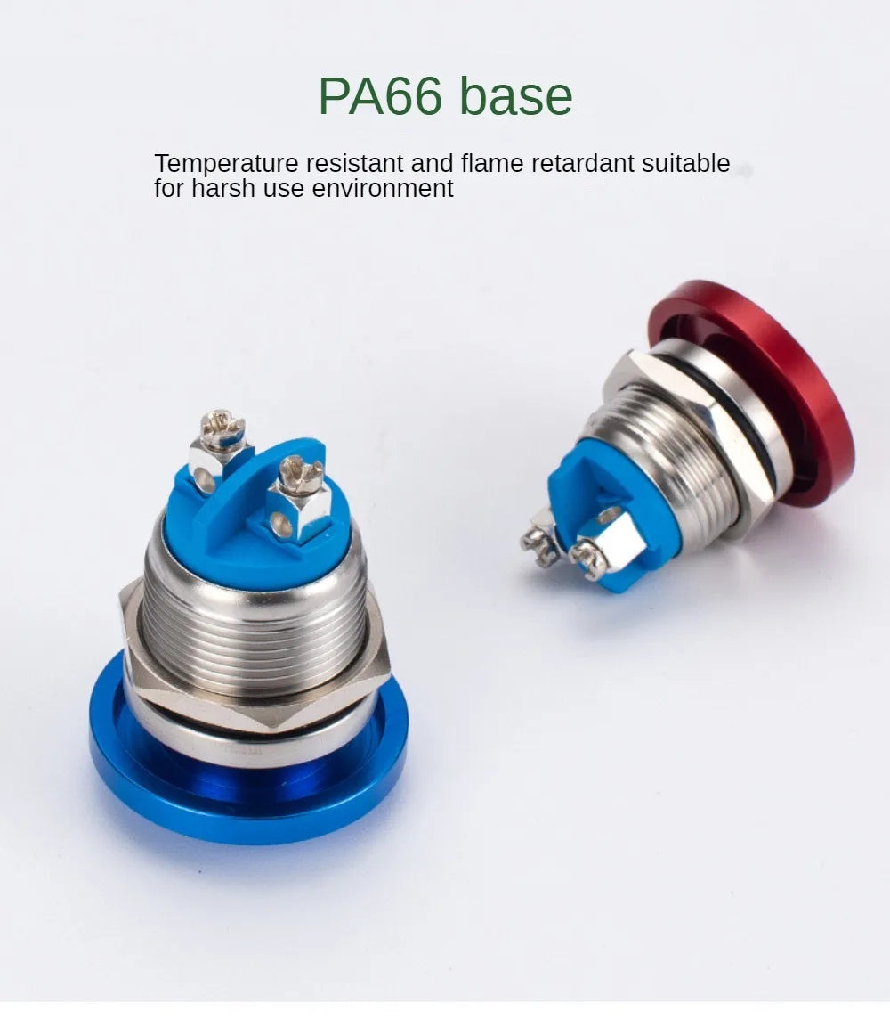 16/19/22mm Metal Button Switch Waterproof Momentary Self Reset Screw Foot Red Green Blue Mushroom Head Power Switch
