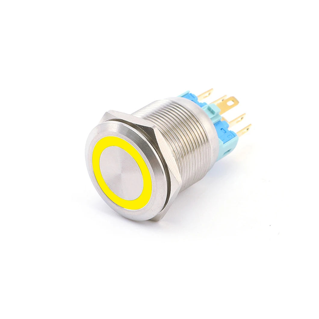 ABILKEEN 22/25MM 1NO1NC/2NO2NC Metal Push Button Switch IP65 Waterproof Momentary/Latching Push Button with LED Ring Light