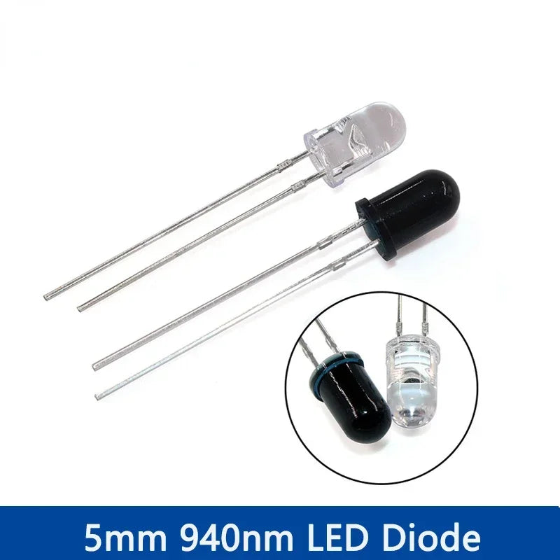 20/40PCS 3mm & 5mm 940nm LEDs Infrared Emitter and IR Receiver Diode Diodes Kit - for Remote Control Applications ,arduino