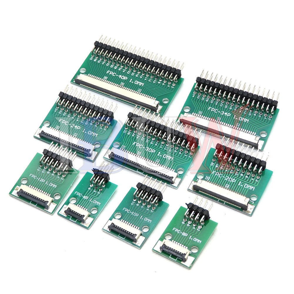 FPC FFC Adapter Board 0.5mm 1.0mm To 2.54mm Connector Straight Needle And Curved Pin 6 8 10 12 20 24 26 30 34 40 50 60 80 Pin