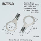 100pcs RNB Brass Ring Bare Terminal Block Connector Cable Lugs Wire Crimping Tips Electrical Connection Strips 12V 2.5mm 4mm 6mm