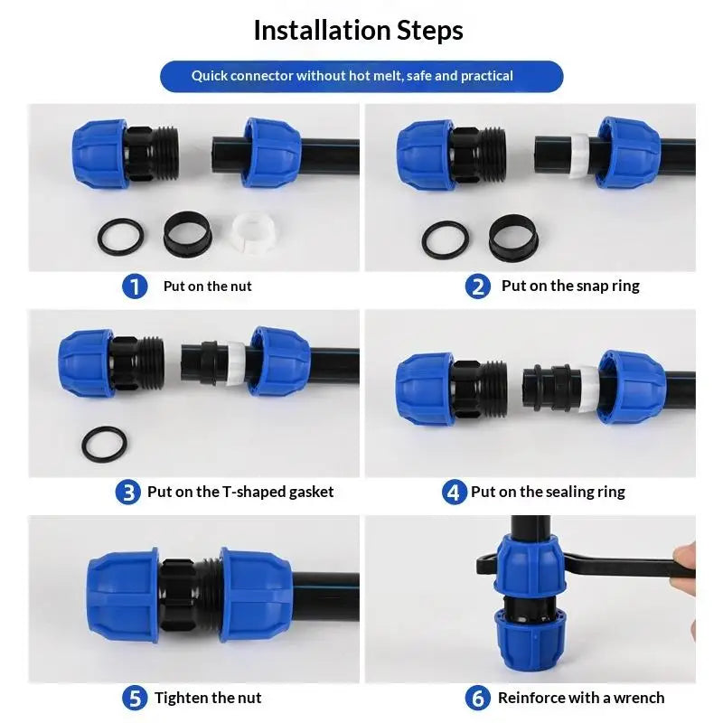1Pcs 1/2'' 3/4'' Coarse Thread Connection OD 20/25mm PE PVC Pipe Fittings Elbow Straight Tee Irrigation IBC Tank Adapter