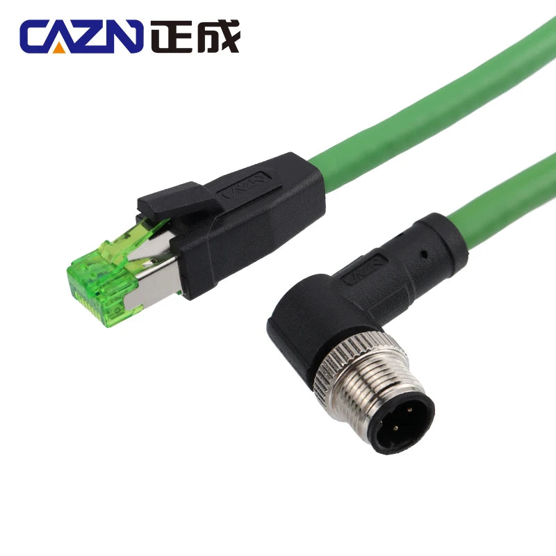 M12 Connector 4 Pin D Code Male to RJ45 Waterproof Ethernet Connector Industrial Ethernet Ethercat