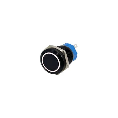 Black Metal Push Button Switch Start Stop 12/24/220V 16/19/22mm Connected LED Backlit Rocket Power Controller Momentary/Latching