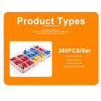 280PCS Wire Connector Kit Male Female Insulated Terminals Cold Crimp Terminals Assorted Crimp Terminals Spade