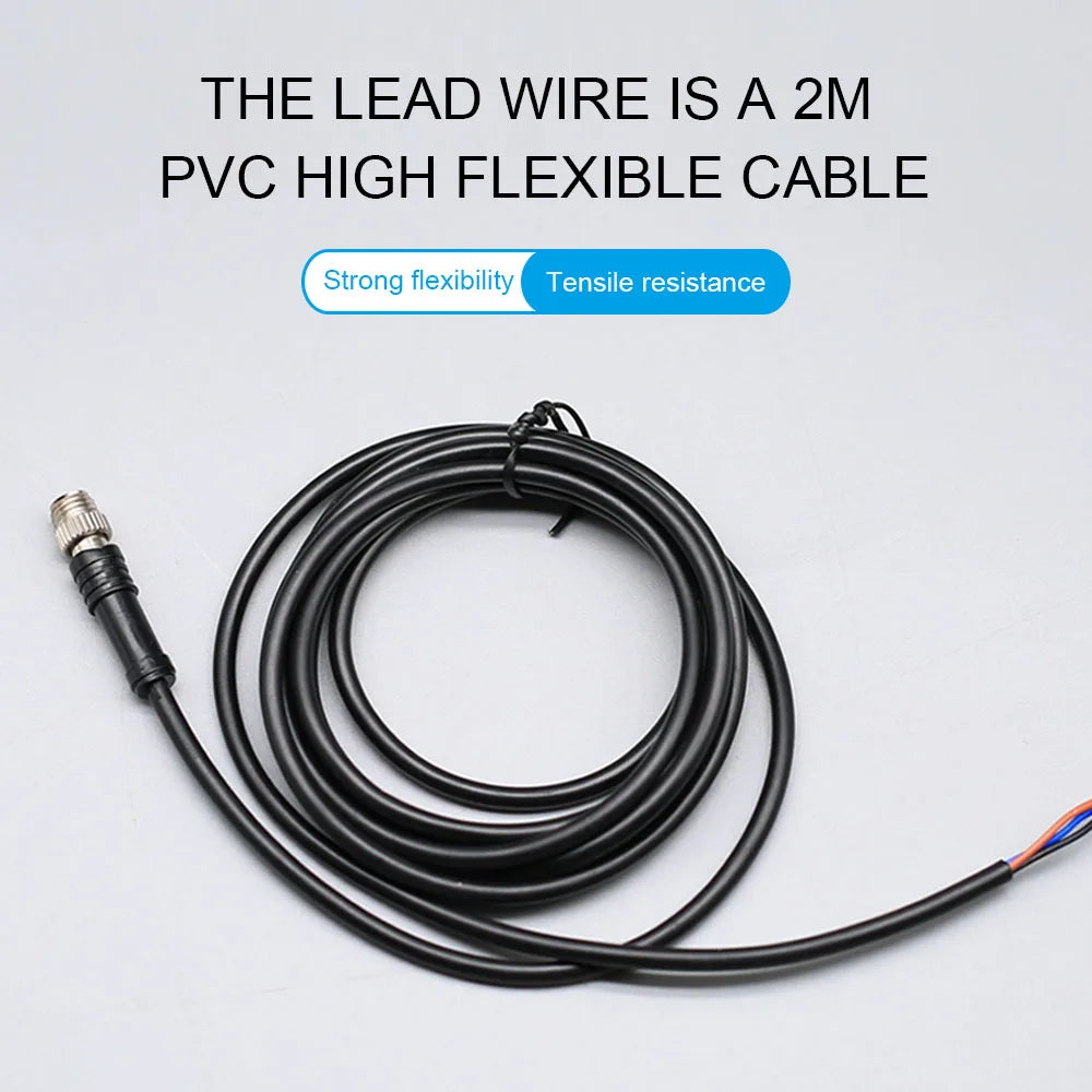 2m Line M12 4 5 Pins PVC LED IP67 Sensor Cable Connector Type A Socket Plug  Waterproof Male&Female Straight Angle Flange