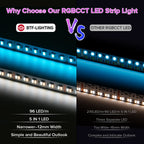 12V 24V 5050 RGBCCT 5 in 1 LED Light 5m 96 Leds/m 6pin RGBW RGBCW RGBWW RGB WW CW 2700K-6500K Strip Lights Black White PCB Tape