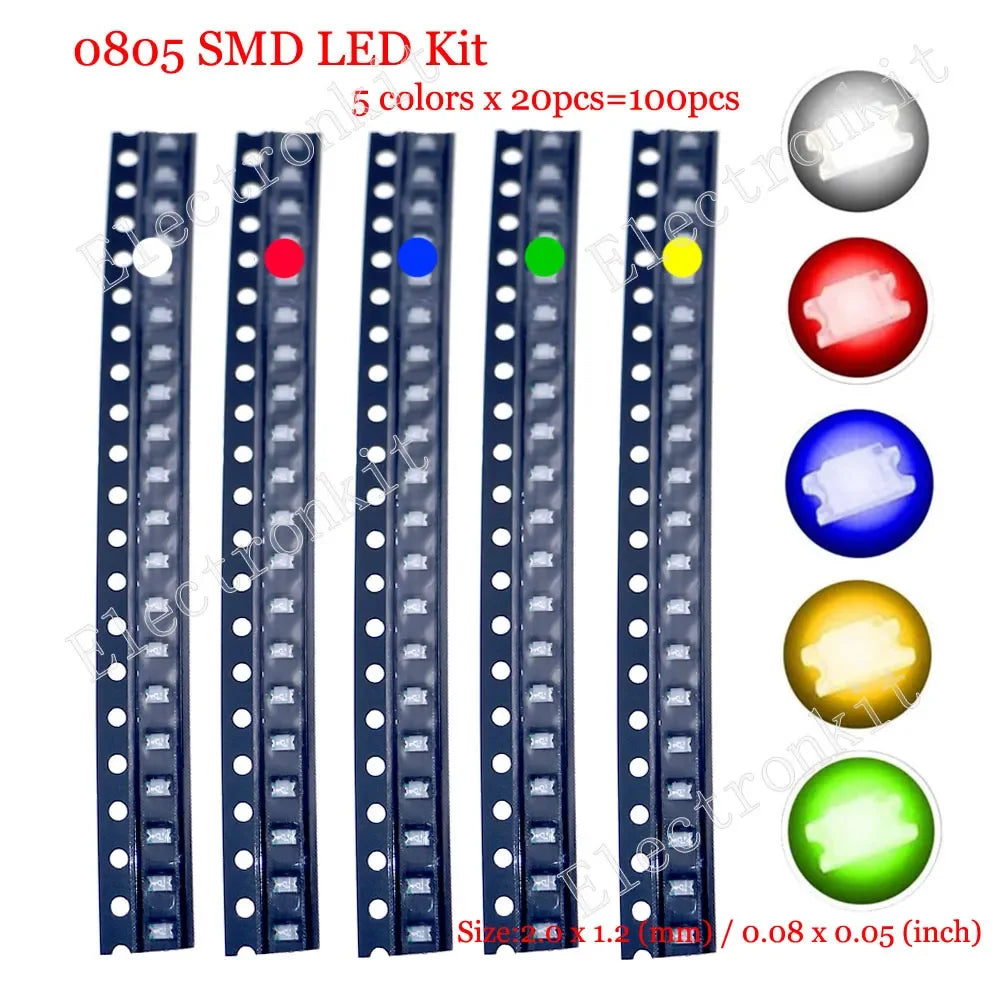 0402 0603 0805 1206 1210 5730 5050 SMD LED Mixed Kit Warm Cool White Red Green Blue Yellow Orange UV Pink Fast flashing
