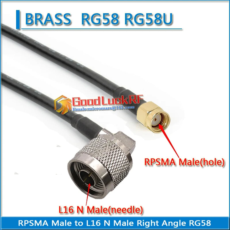 L16 N Male 90 Degree Right Angle to SMA Male Female Washer Nut RP-SMA RPSMA Male Female Pigtail Jumper RG58 RG-58 3D-FB RF Cable