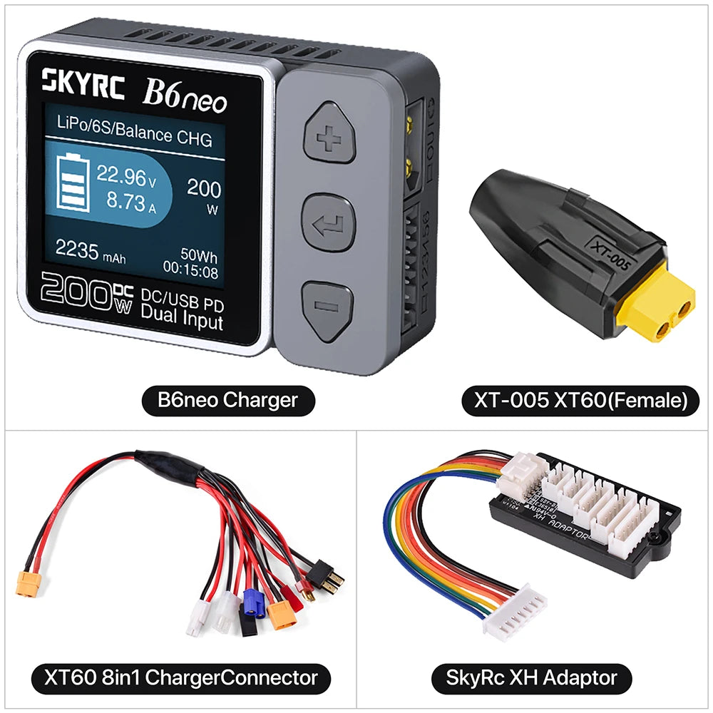 SKYRC B6neo / B6neo+ LiPo Battery Smart Balance Charger DC 200W PD 80W Input for RC Model Car Ship Boat Airplane