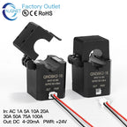 Split Core Current Transmitter QNDBK2-16 AC 10A 20A 50A 100A 4 20mA CT Clamp Hall Effect Current Transformer Sensor 4-20mA