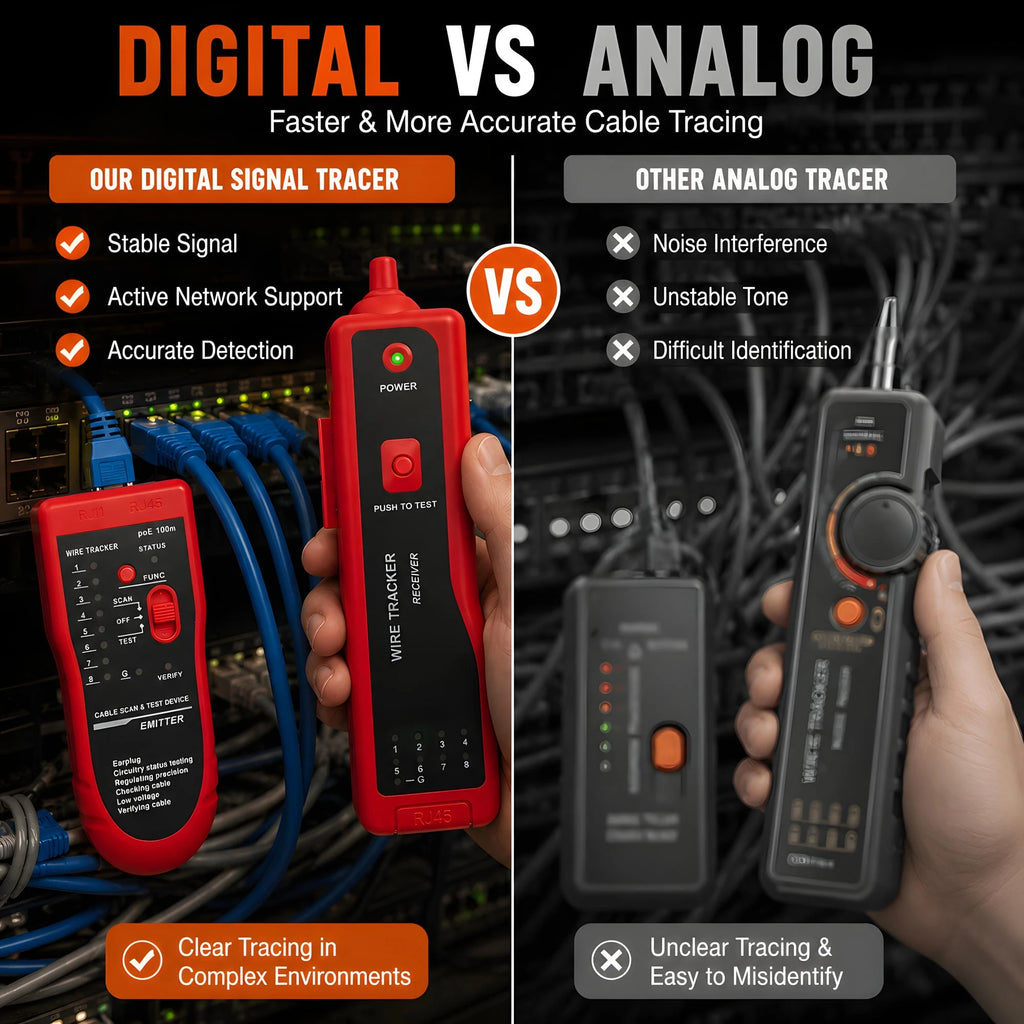 High Precision Network Cable Tracker Digital Signal Network Cable Tester Anti-Interference Noise-Free Support for PoE Testing