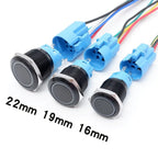 16/19/22mm Metal Push Button On Off Switch LED Light Momentary Latching Waterproof Flat Circular Button Silver Black 6v 12v 220v
