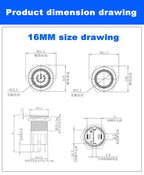 10A 15A 20A waterproof high current metal button switch 16MM19MM22MM automotive LED self-locking reset switch 3V5V6V12V24V220V