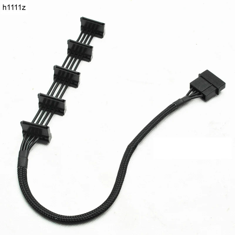 1 Pcs High Quality Practical Durable PC Server Splitter Cables18AWG Black 40cm 4 pins IDE Molex 1 to 5 SATA Power Cable Adapter