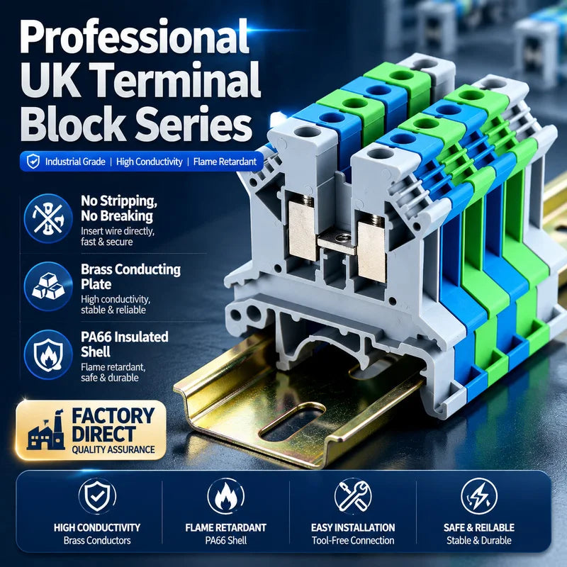UK 2.5 Terminal Block UK2.5B Screw Connection Connect Strip 2.5B/3N/5N/6N/10N  2.5mm² Cable Electrical Din Rail Wire Connector