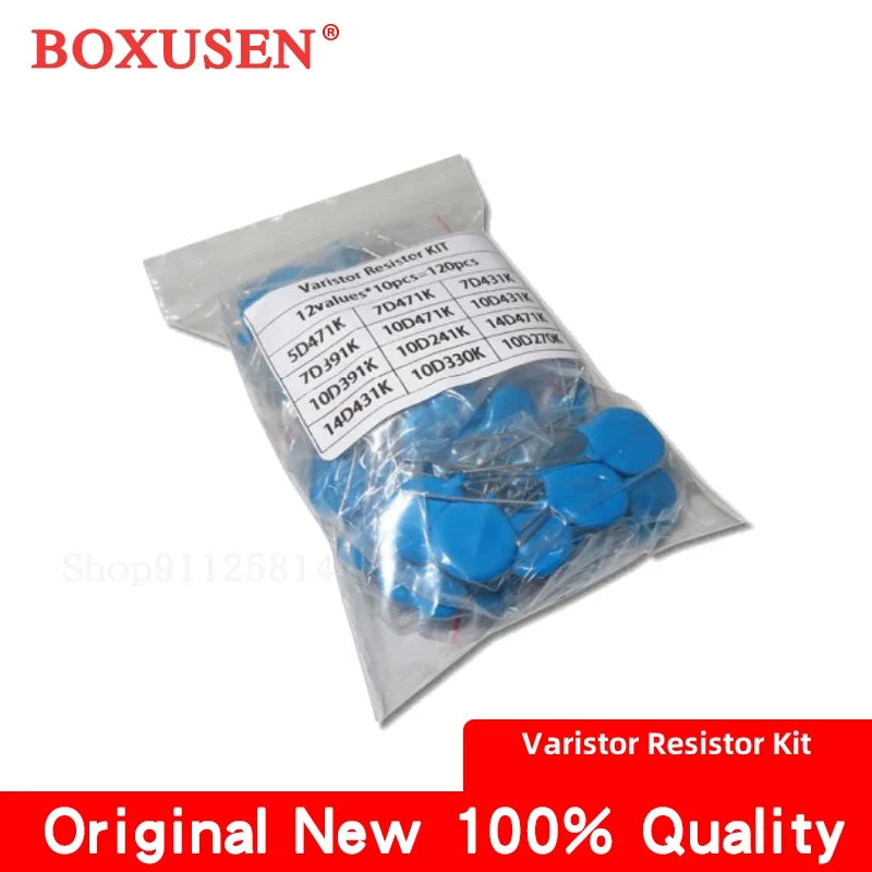 12Values 10PCS Each 120PCS MOV Varistor Kit 5D 7D 10D 14D Series 5D471K 7D471K 10D241K Overvoltage Protection Resistor